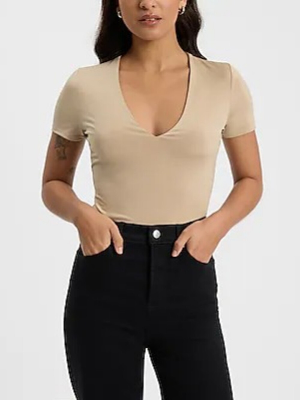 Body Contour Compression V-Neck Short Sleeve Bodysuit